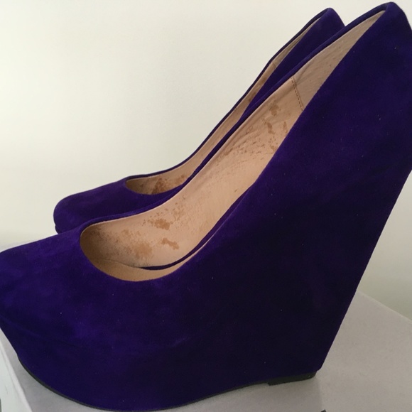 ALDO Purple Suede Platform Wedges Siz 38 BNIB! - Picture 4 of 15